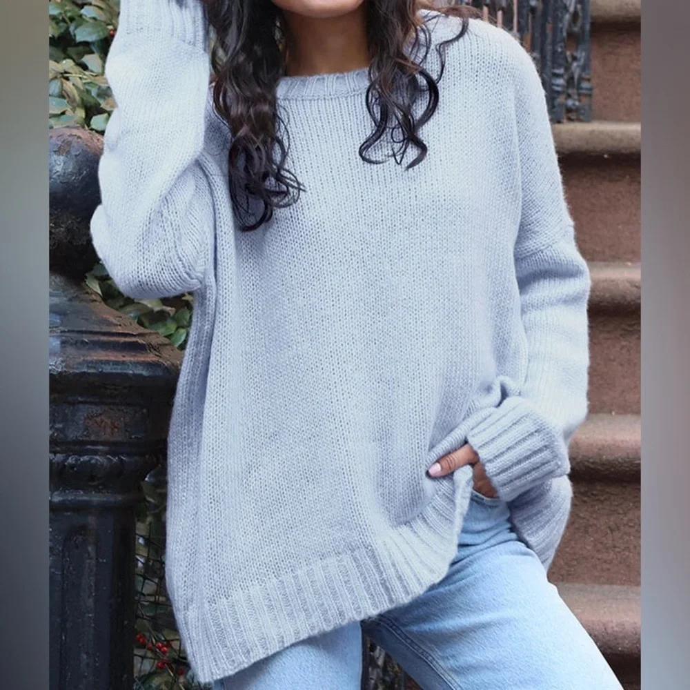Wooden Ships Tomboy Slouchy Blue Crewneck Sweater Lightweight Size M/L